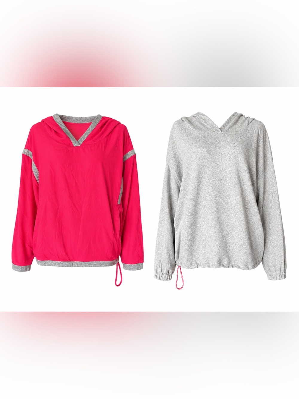 Free people Reversible Hooded Pullover Windbreaker – Red/Gray – M